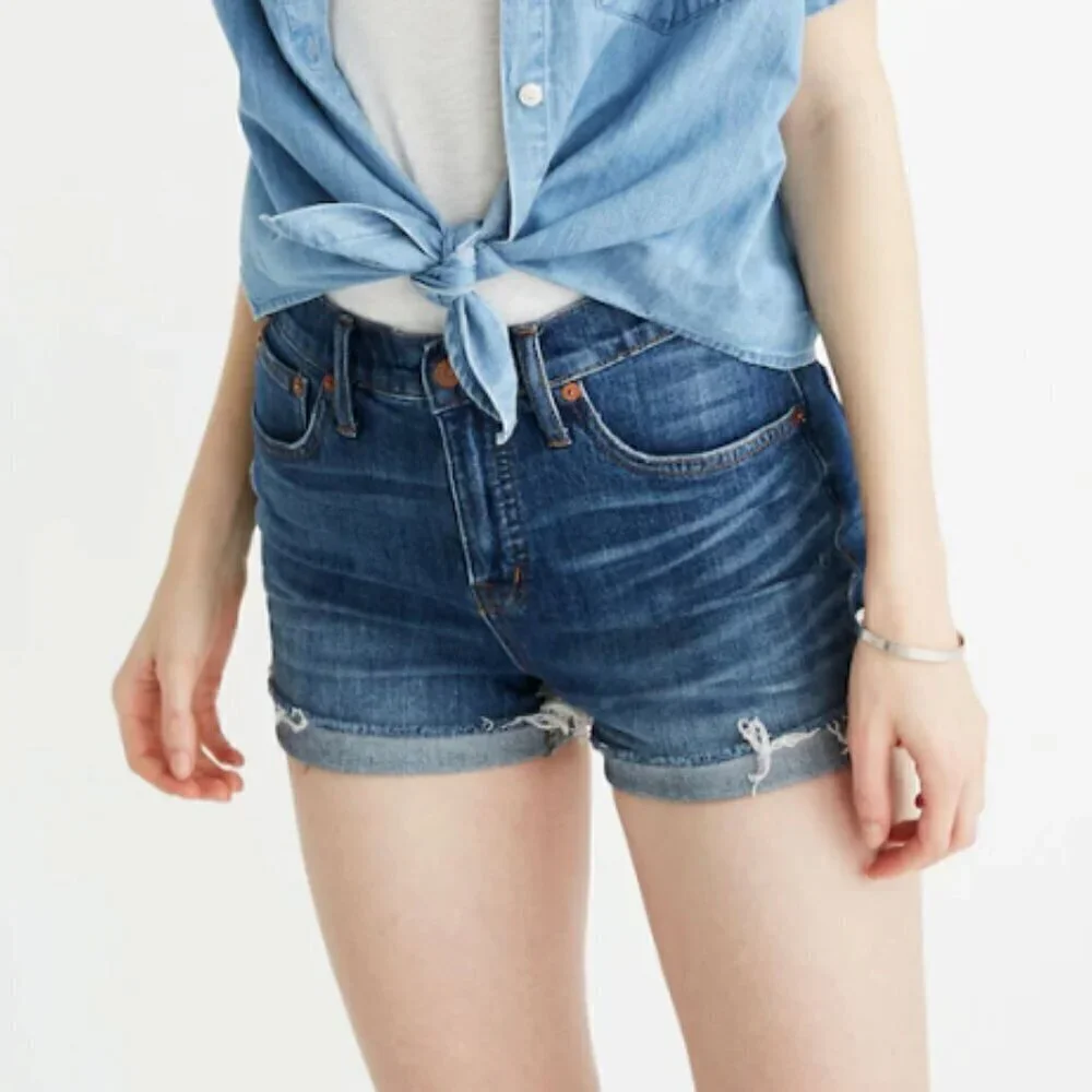 Madewell High-Rise Denim Shorts in Glenoaks Wash: Cutoff Edition, Size 28